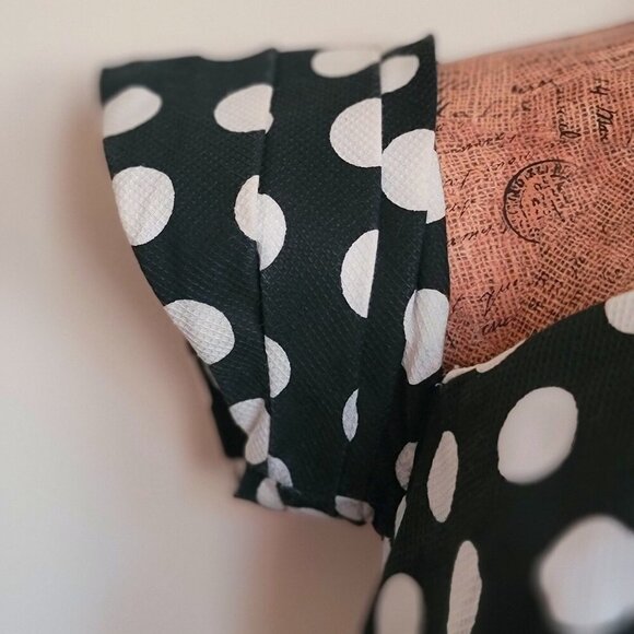 Vintage Y2K 80s 90s Black & White Polka Dot Off-Shoulder Dress with Rached Detai - Picture 5 of 16